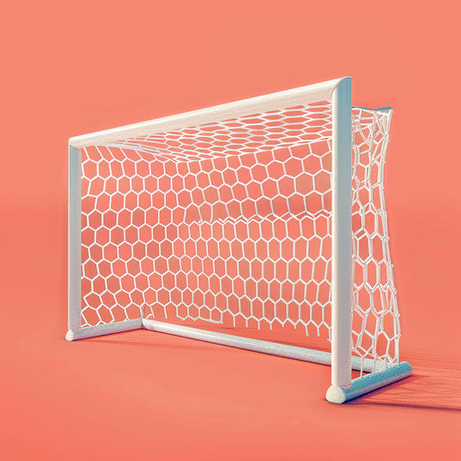 Soccer goal clipart in photo realistic style on vibrant coral background