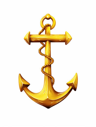 Gold anchor on white background, vector illustration