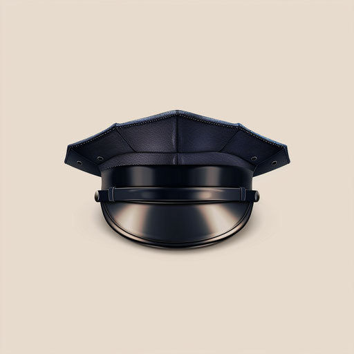 Police hat on flat cream background in realistic style