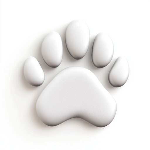 3D dog paw print on flat white background