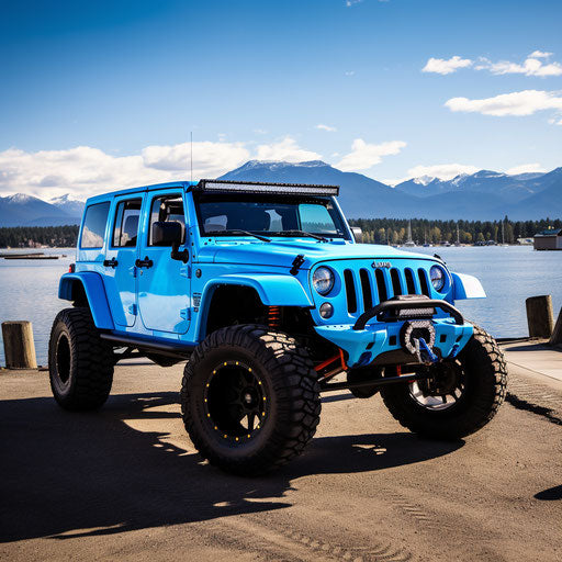 Classic bright blue off-road vehicle