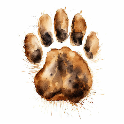 Dog paw in Oil painting style, on white background