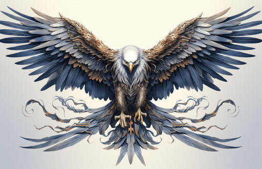 Eagle tattoo design in gray and beige tones