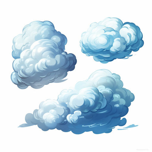 Cartoon clouds in the style of oil painting