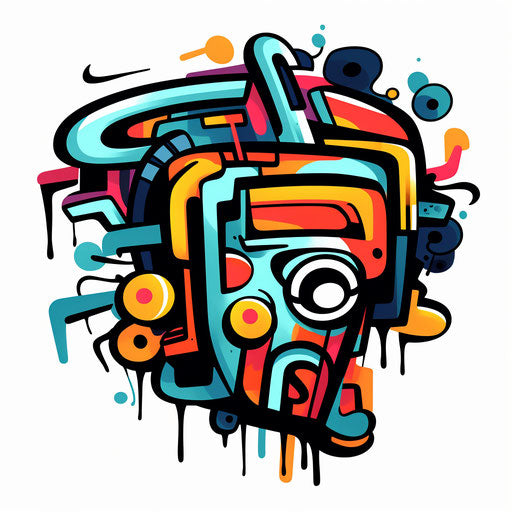 Minimalist-style graffiti on white background