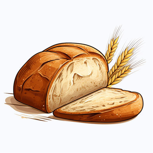 Bread illustration in Minimalist style, on white background