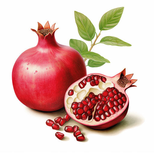 Pomegranate clipart in the style of Chiaroscuro Art, on a white background