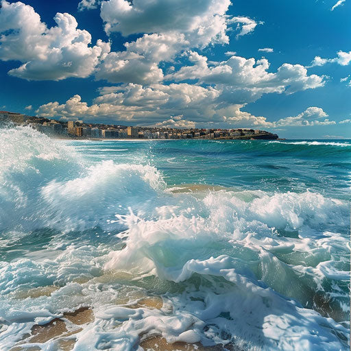Bondi Beach, Australia: waves crashing on the shore