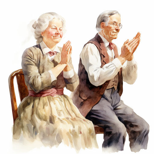 Clapping illustration in the style of Oil painting, on a white background