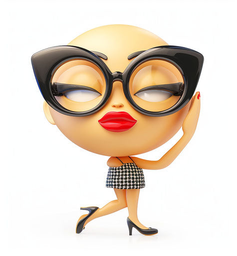 Woman saluting with black glasses and red lipstick