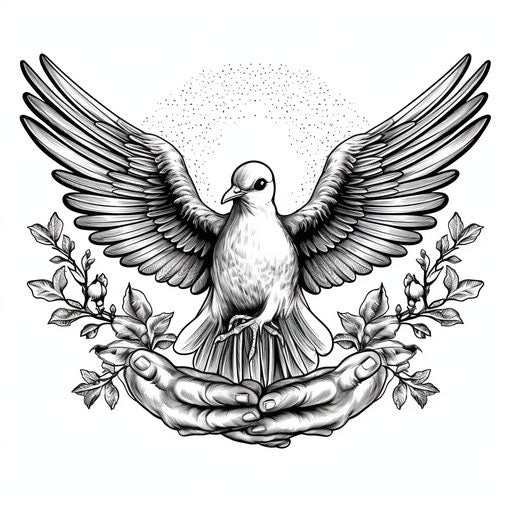 Peace and compassion: dove symbol in black and white