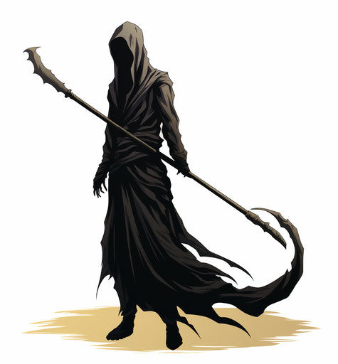 The black death with a scythe, anime influenced style, Xbox 360 graphics