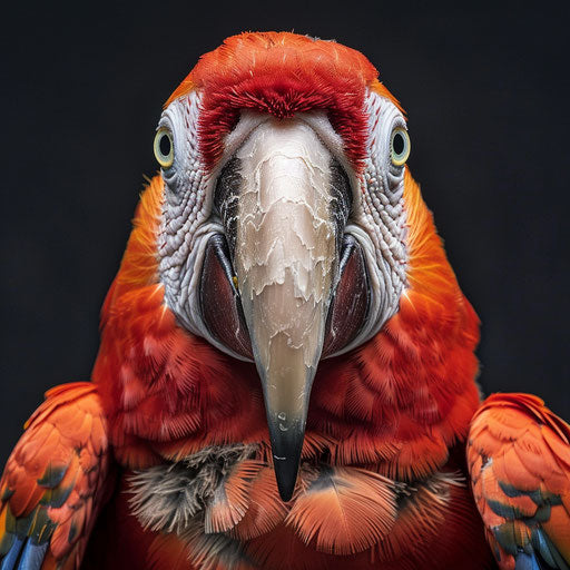 Macaw with a playful expression