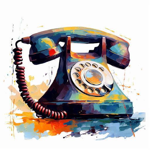 Phone clipart in the style of Impressionistic Art, on white background