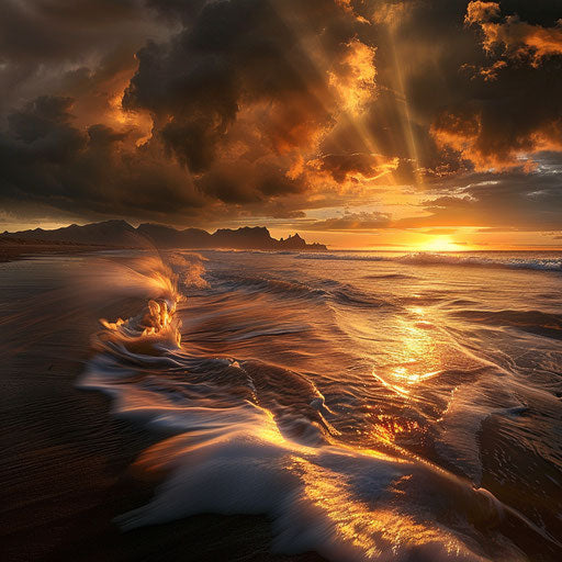 Moody sunset on a sandy beach