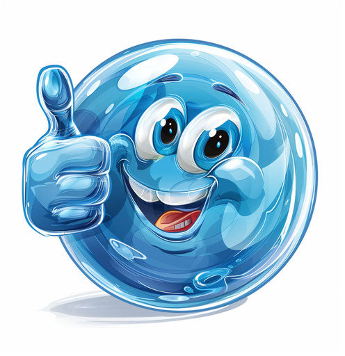 Cartoon blue bubble showing a thumbs up
