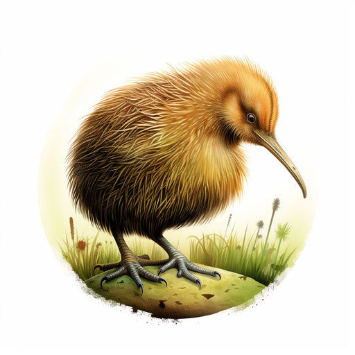 Kiwi clipart in the style of Chiaroscuro Art, on a white background