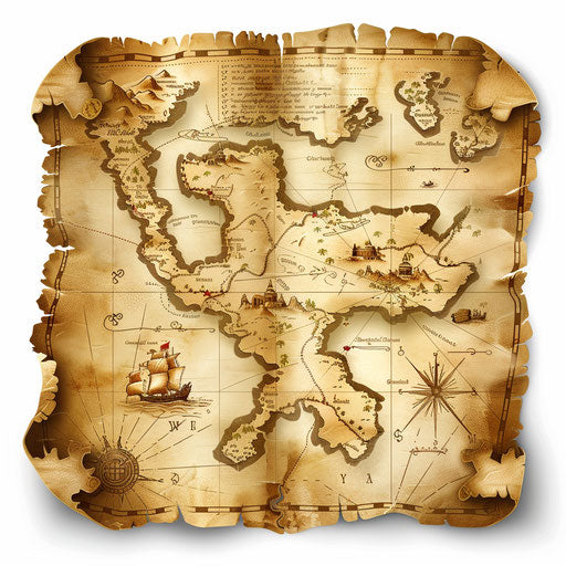 Realistic treasure map with random flat background