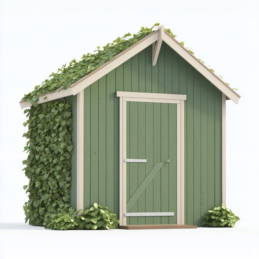 3D Garden Shed on flat white background, isolated clipart