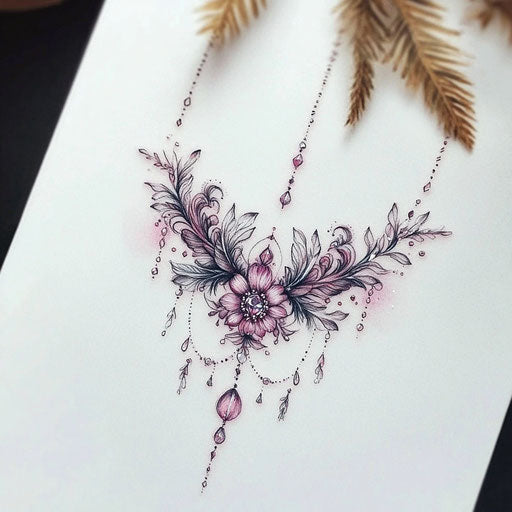 Delicate flat tattoo with feather and pastel shading