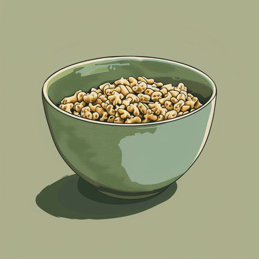 Cereal clipart with flat, muted olive background and soft gradients