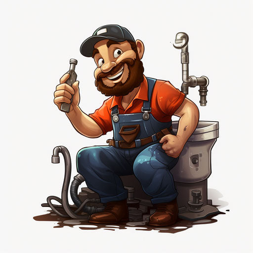 Plumber in the style of Chiaroscuro Art, on white background