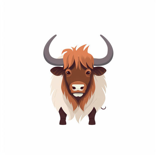 Yak clipart in Minimalist style, on white background