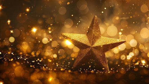 Shimmering golden star in mythic symbolism