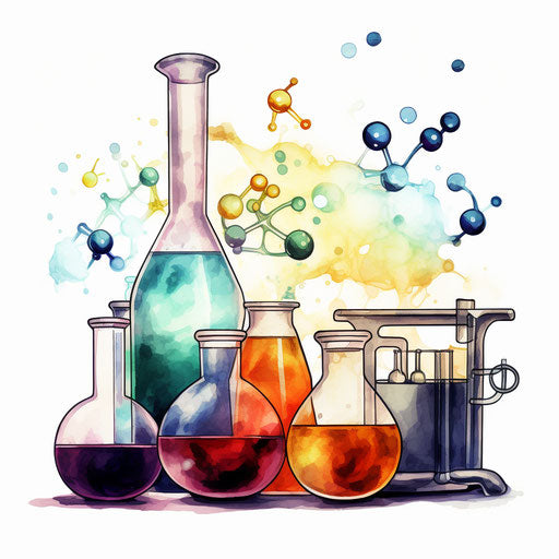 Chemistry illustration in the style of Chiaroscuro Art on white background