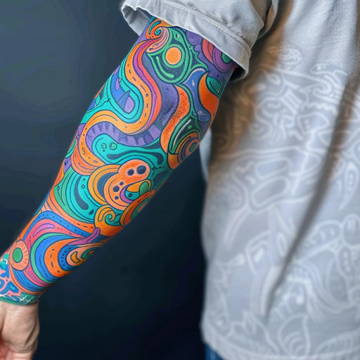 Mental health tattoos with vibrant abstract patterns