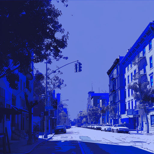 Realistic street clipart on royal blue background