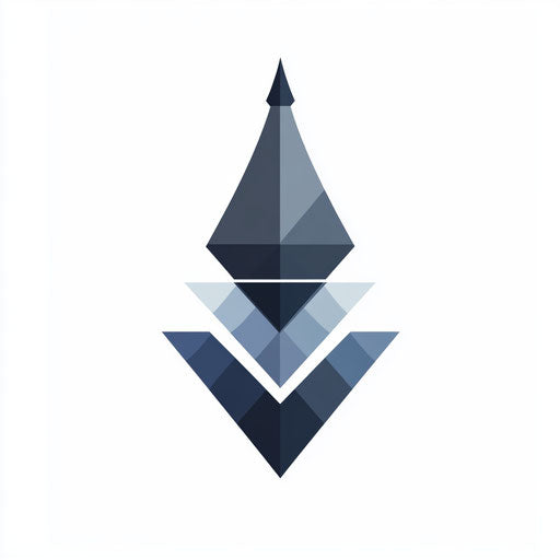 Geometric pen nib symbol with abstract pattern on white