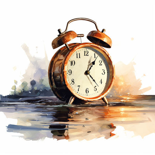 Alarm clipart in the style of oil painting, on white background