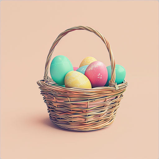 Easter basket on random background, photo realistic style