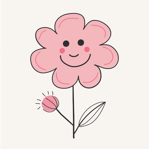 Pink flower with a smiley face