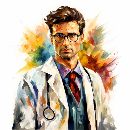 Doctor clipart in the style of Impressionistic Art, on a white background