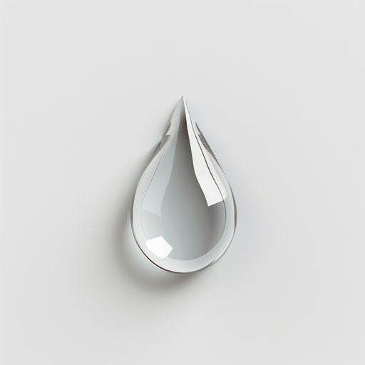 Realistic water drop on flat white background, minimalist style
