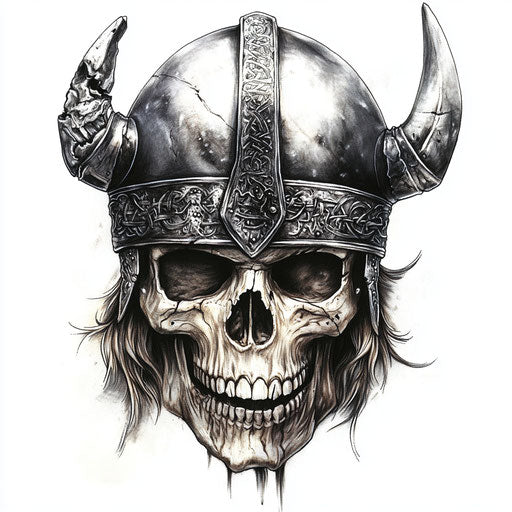 Skull tattoos for men with Viking helmet