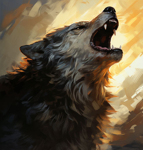 Howling wolf in vintage artistic style