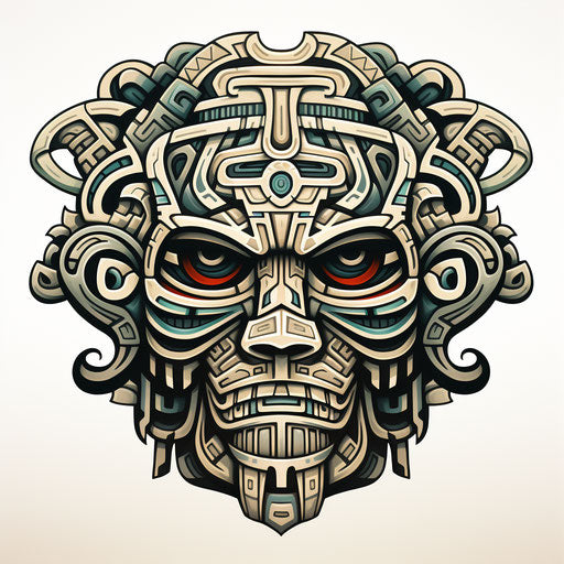 Aztec hooded head and eyes, bold stencil style