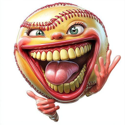 Humorous caricature of a softball clipart with human characteristics