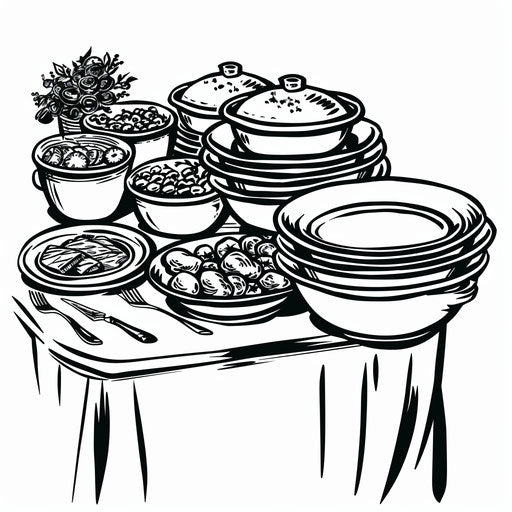 Zero waste eco picnic in black and white clipart