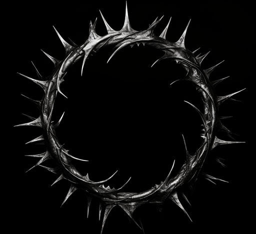 Black and white thorn crown icon for Halloween