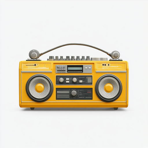 3D boombox on white background, isolated clipart