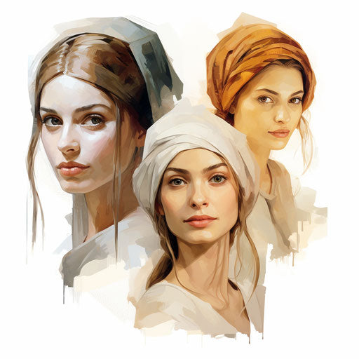 3 cliparts in Oil painting style on white background
