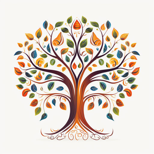 Tree of life clipart in Minimalist style on white background