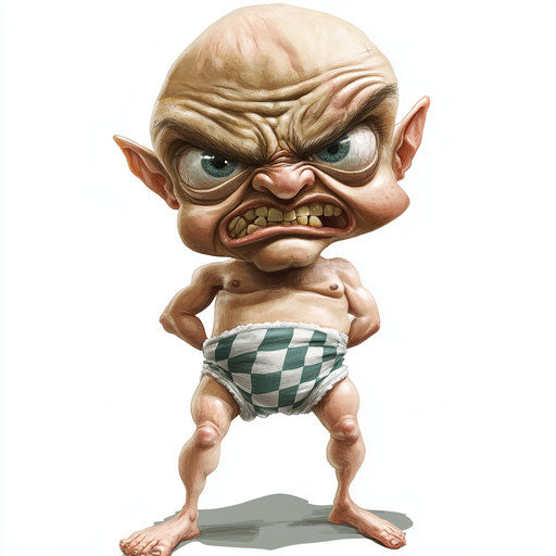 Humorous caricature of a diaper clipart with human characteristics