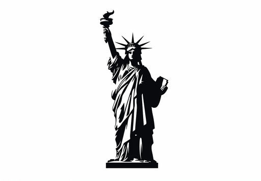 Caricature style Liberty Statue in black and white