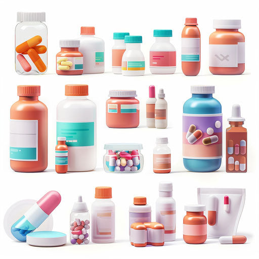 Realistic pharmacy clipart on white background