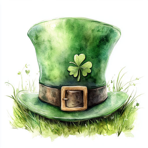 Watercolor St. Patrick's Day hat on white background